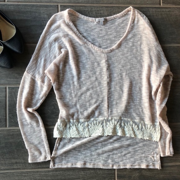 Light Pink Lace Knit Top - Picture 1 of 3